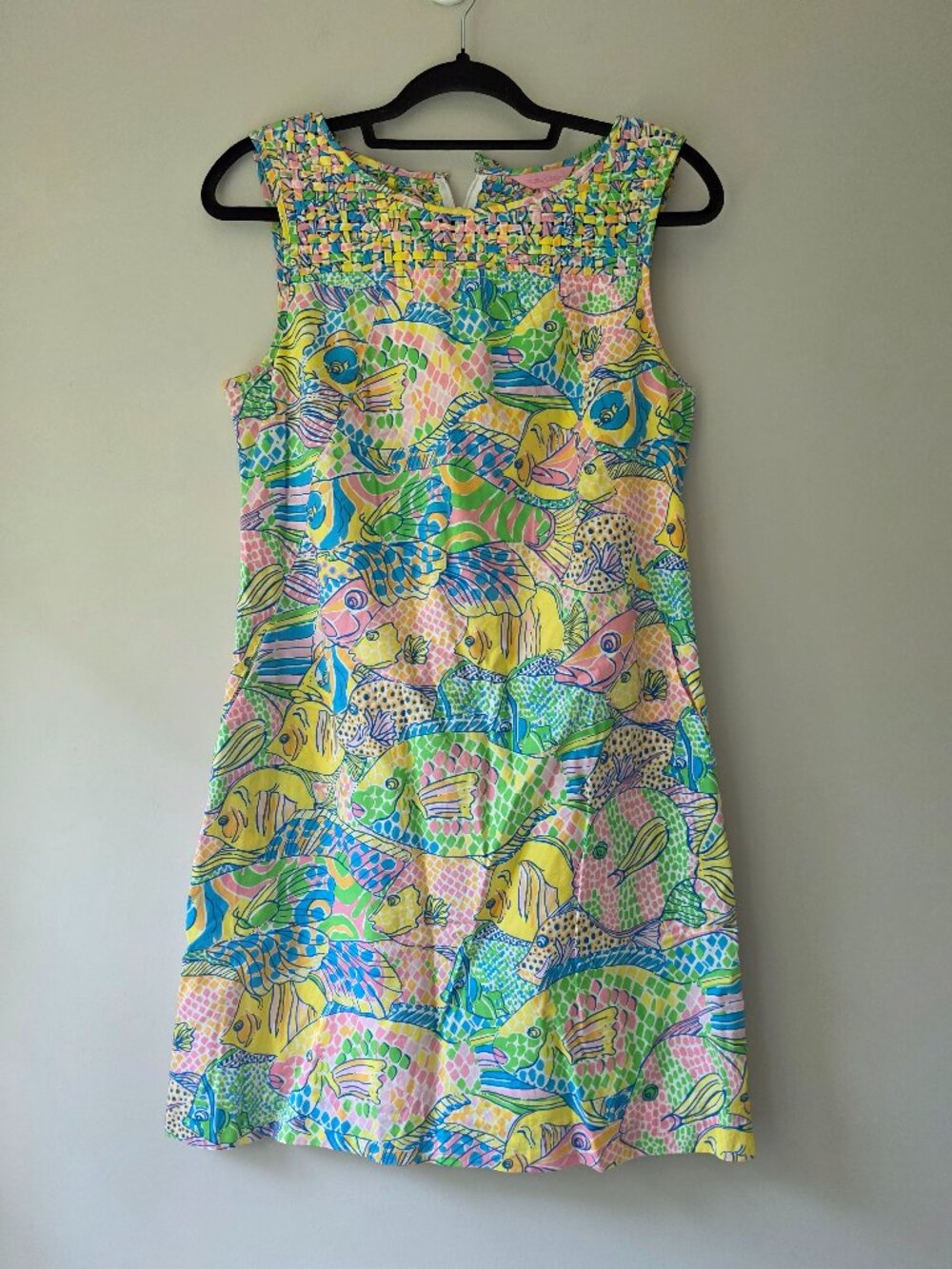 Lilly Pulitzer Florida Shift Dress Party School Fish Print Womens Size 8